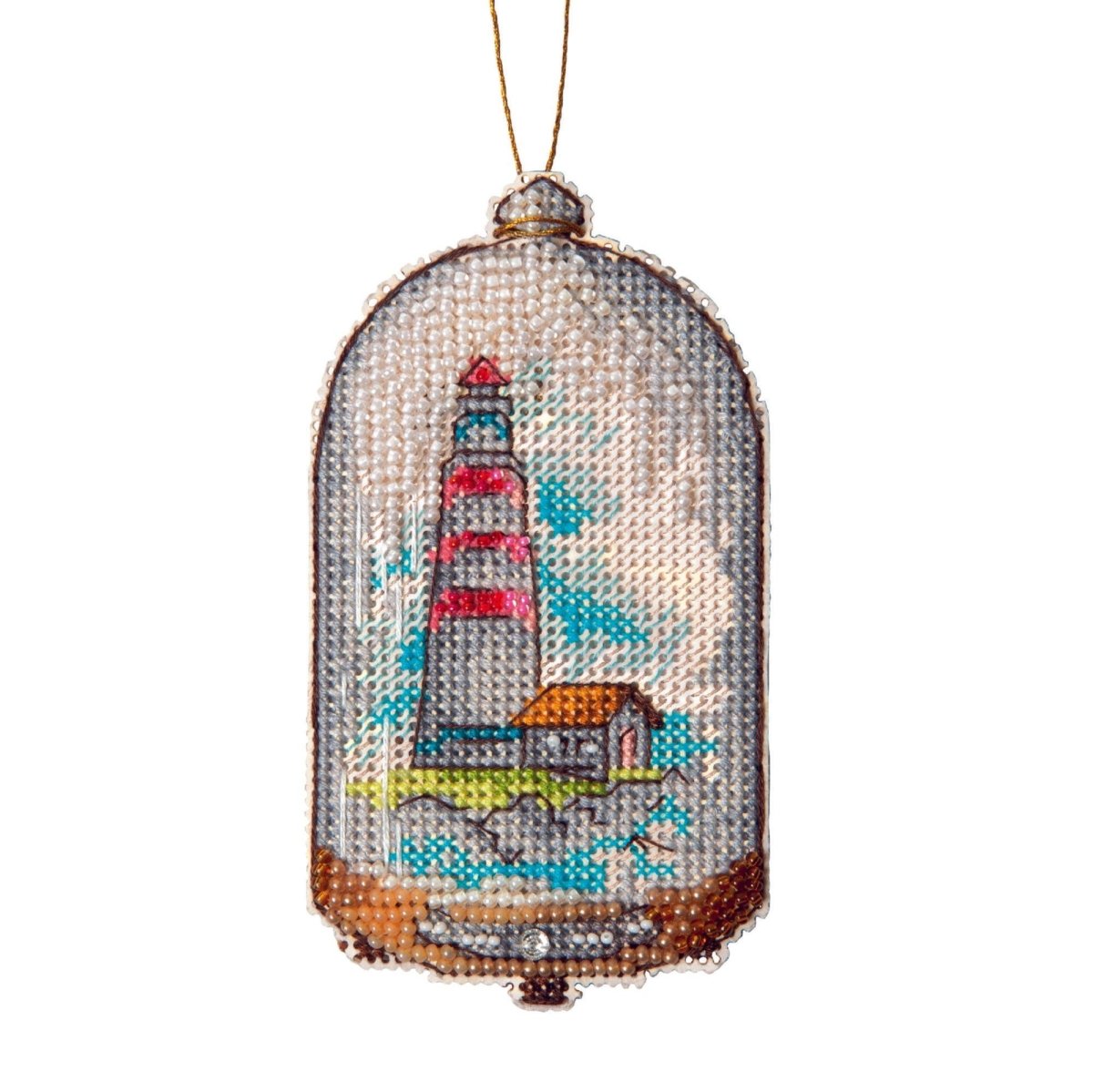 LIGHTHOUSE Counted Cross Stitch Kit by Crystal Art, plastic canvas