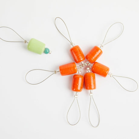 KnitPro NEW ZOONI Stitch Markers in Coloured Beads Orange Lily 