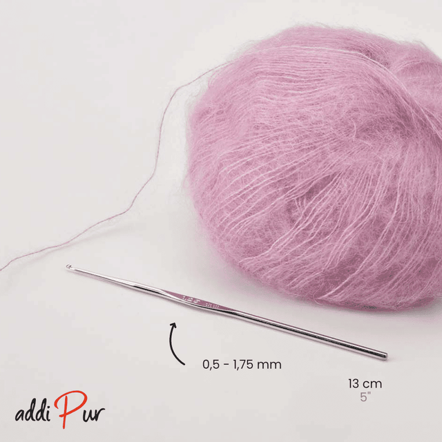 addi Pur Fine Yarn Crochet Hook 13 cm | 0.5 - 1.0 mm | 130 - 7 - Leo Hobby